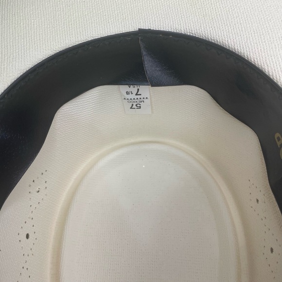 Arlop Vintage Coated Straw Banded Hat size 7 1/8 Mexico White Ivory - Picture 6 of 10